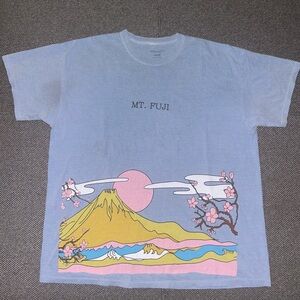 Urban Outfitters Light Blue 'Mt. Fuji' Graphic Tee with Pastel Mountain Print